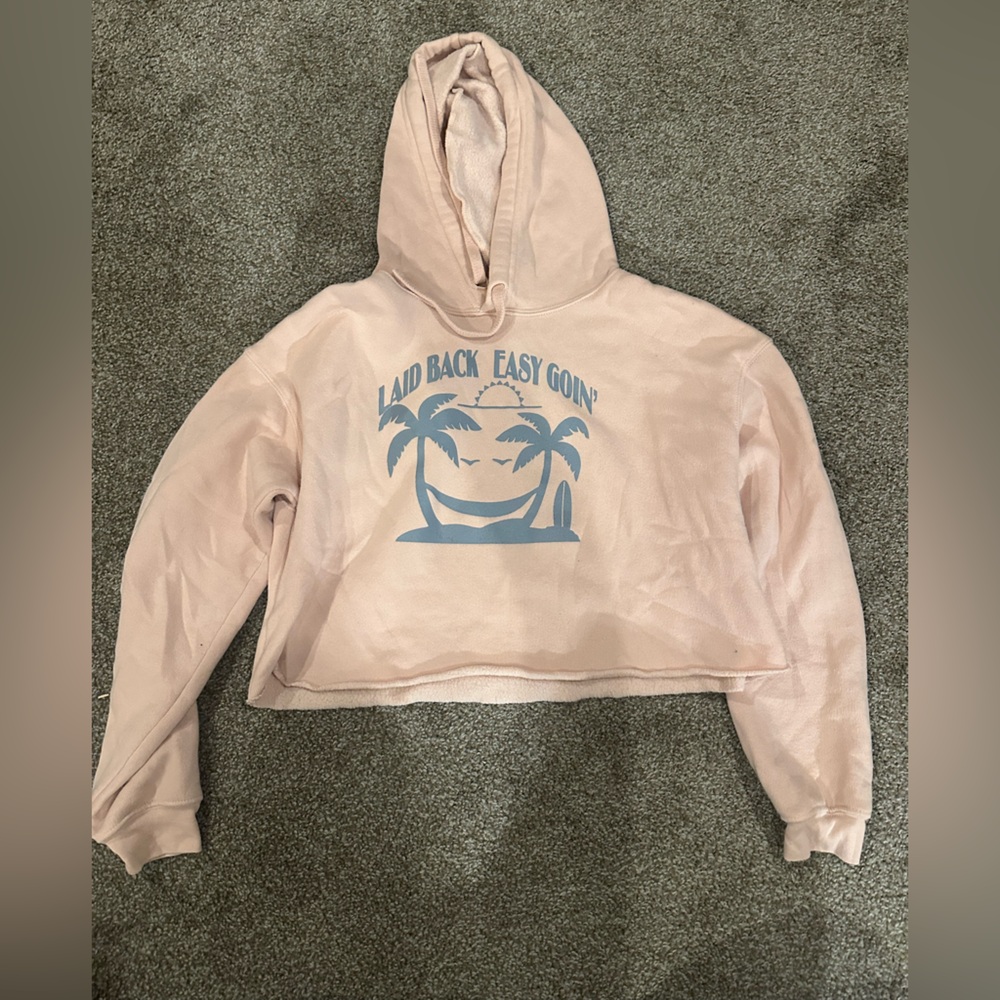 Pink Hoodie with Palm Tree Graphic